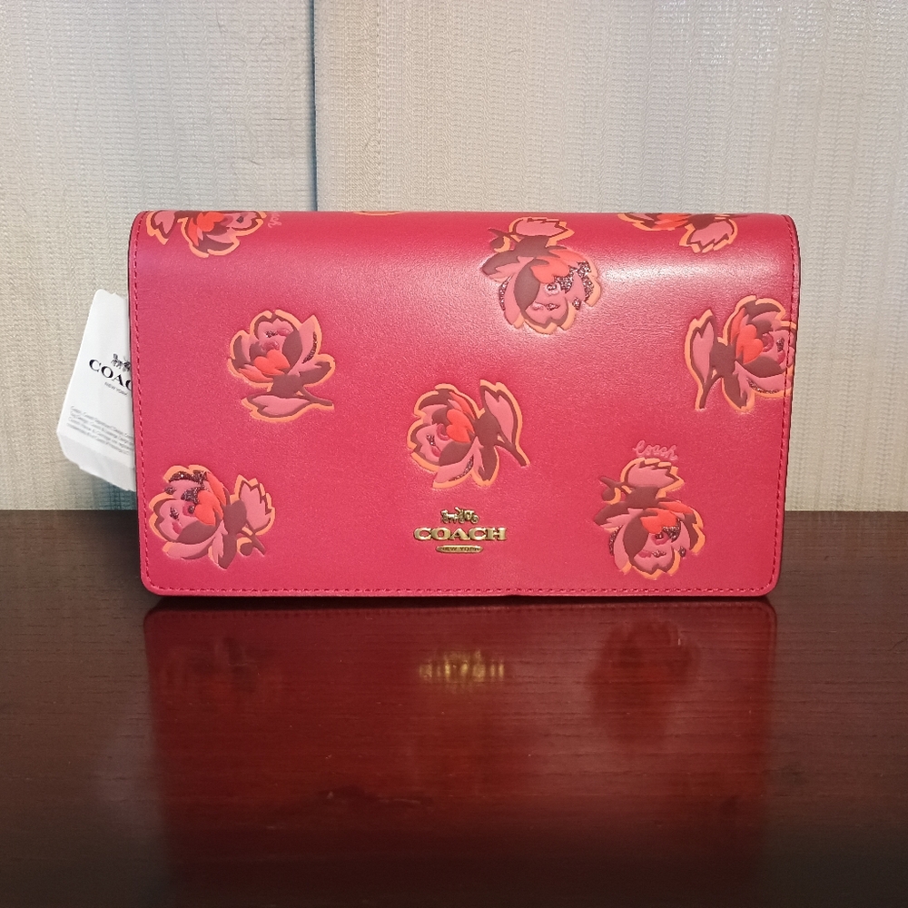 Coach Callie Floral Foldover Clutch with Shoulder Strap NWT